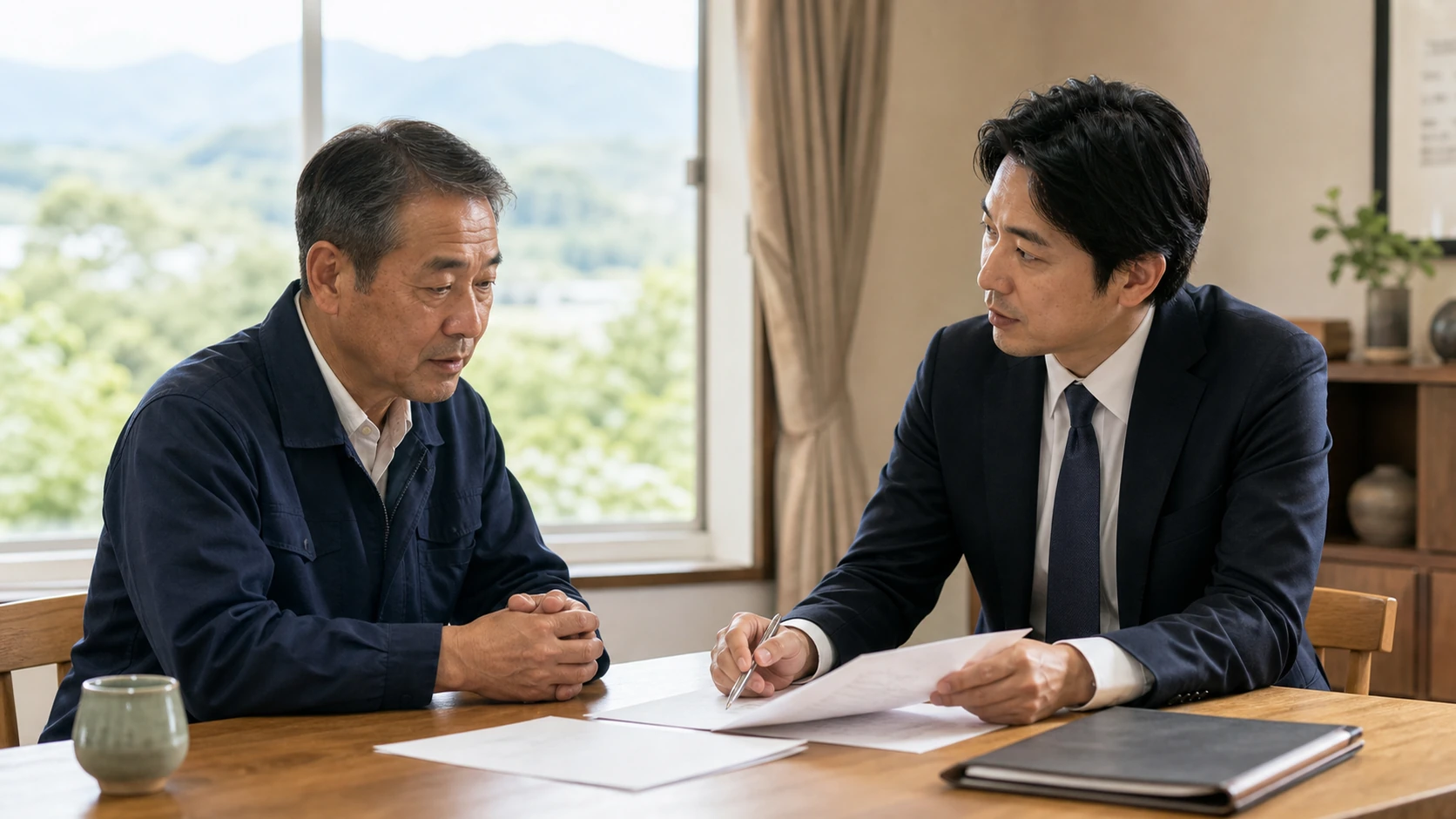 佐野・両毛の事業承継について相談する経営者と担当者のイメージ