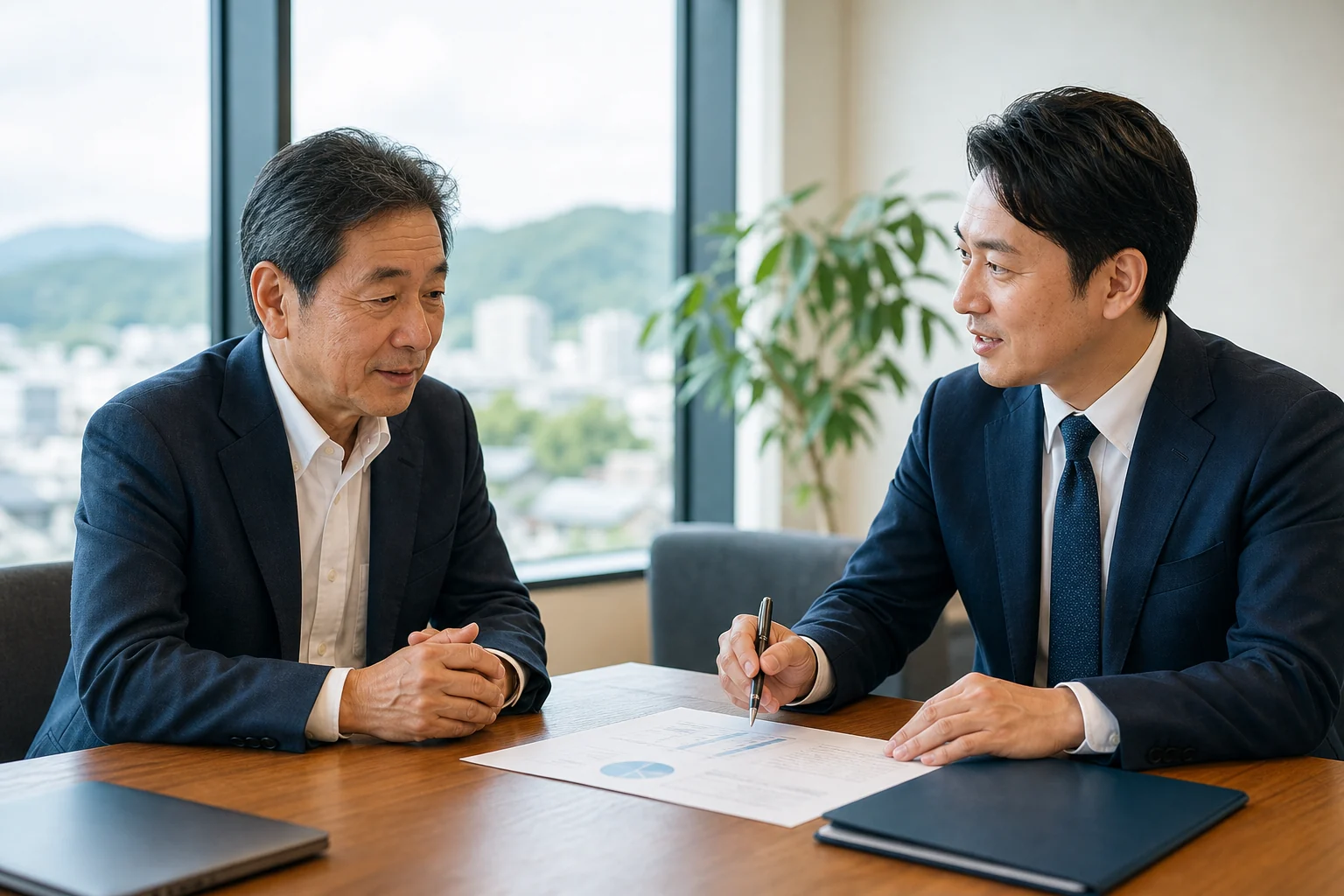佐野市周辺の会社売却について相談する地域企業オーナーとM&Aアドバイザー